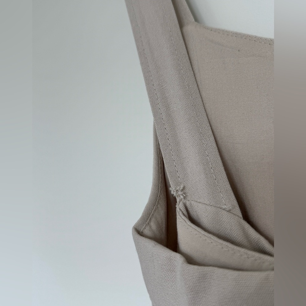 Lulu's Cream Tiered Midi Dress with Button Front - Picture 7 of 15